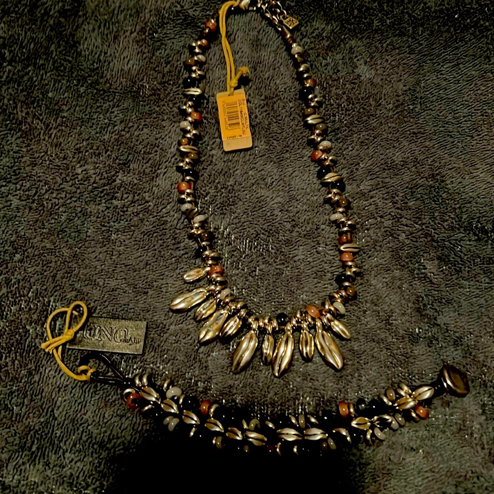 UNOde 50 Sterling & Purple Multi Bead  Necklace & Bracelet